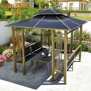 Chòi sân vườn màu vàng đồng bằng sắt hợp kim