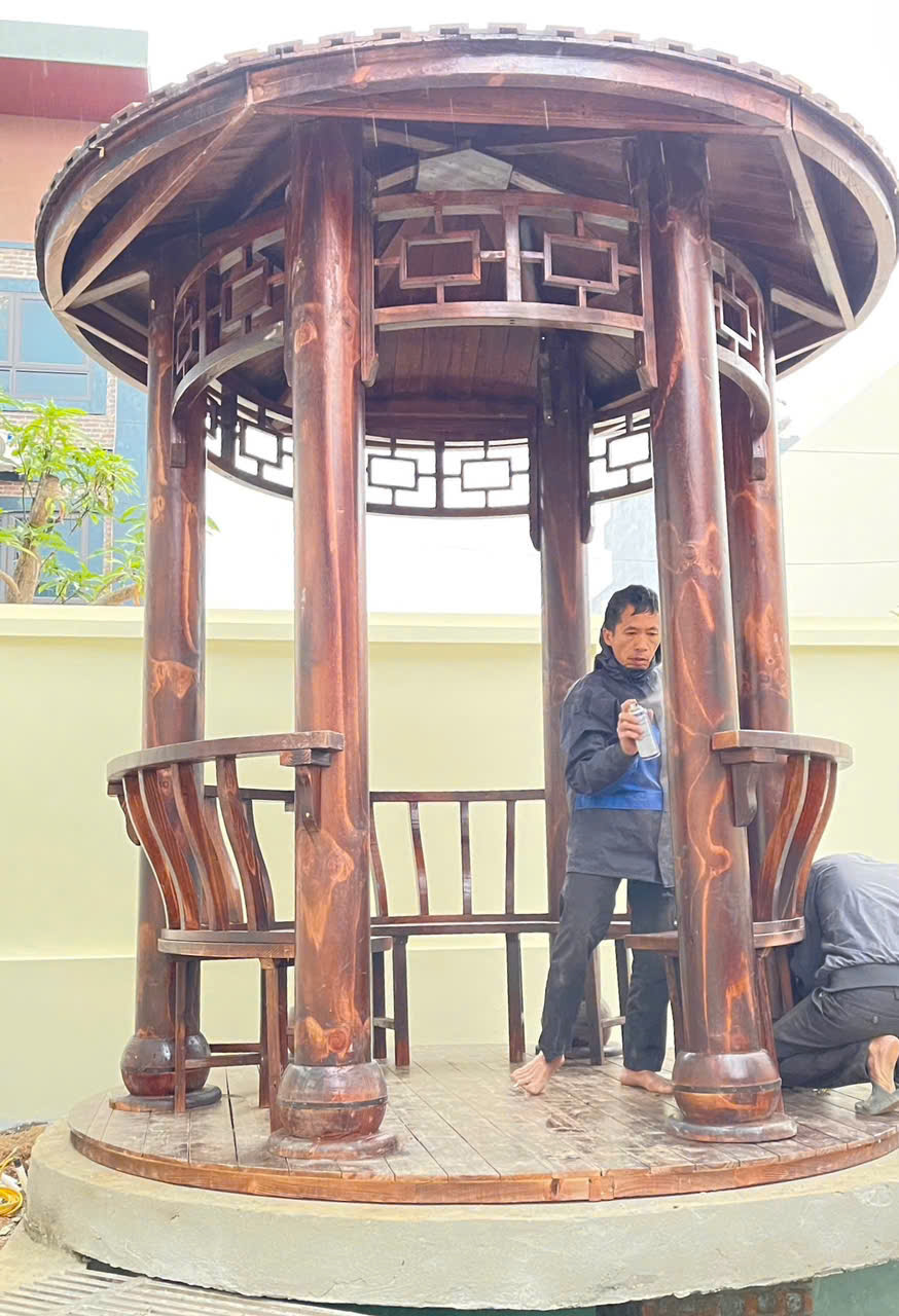 Thi công lắp dựng chòi gỗ tròn tại Lạng Sơn