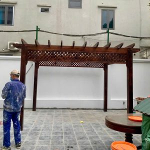 Giàn nho pergola bằng gỗ nguyên khối