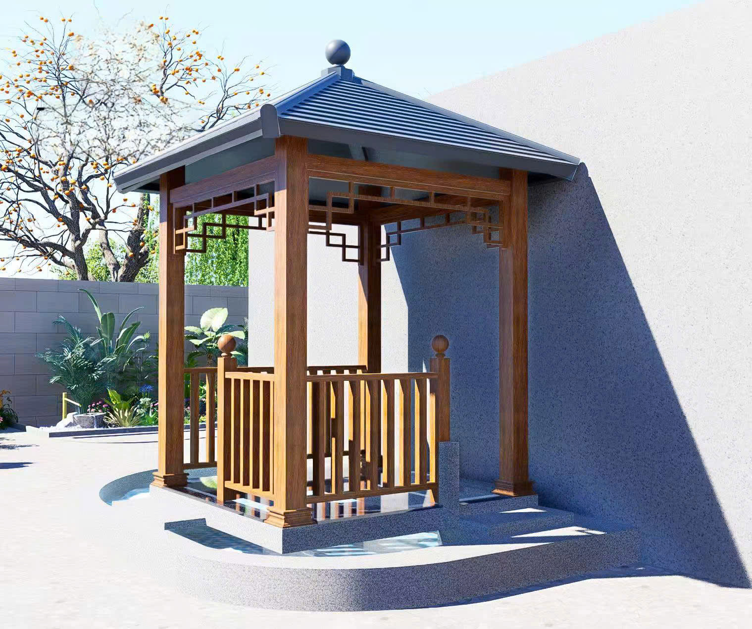 Mẫu thiết kế nhà chòi sân vườn mái Nhật