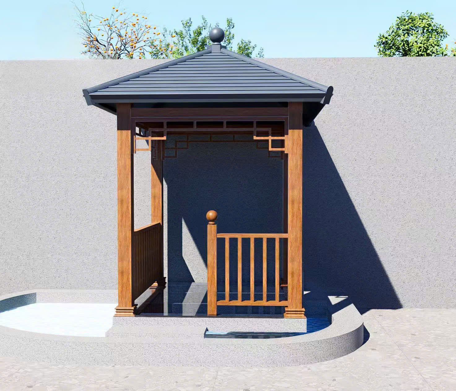 Mẫu thiết kế nhà chòi sân vườn mái Nhật