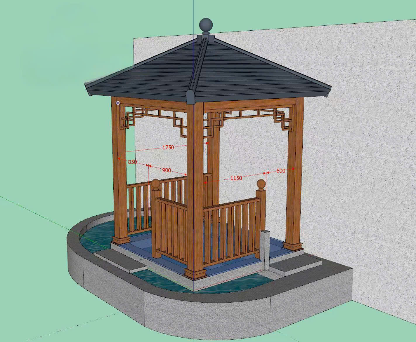 Kích thước chi tiết nhà chòi sân vườn mái Nhật