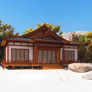 Chòi Nhật với kiểu mái vuốt cong về giữa độc đáo