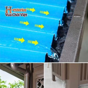 Các rãnh thoát nước được giấu khéo léo ở trên mái chòi