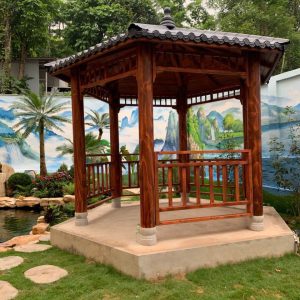 Chòi sân vườn bằng gỗ mái ngói âm dương