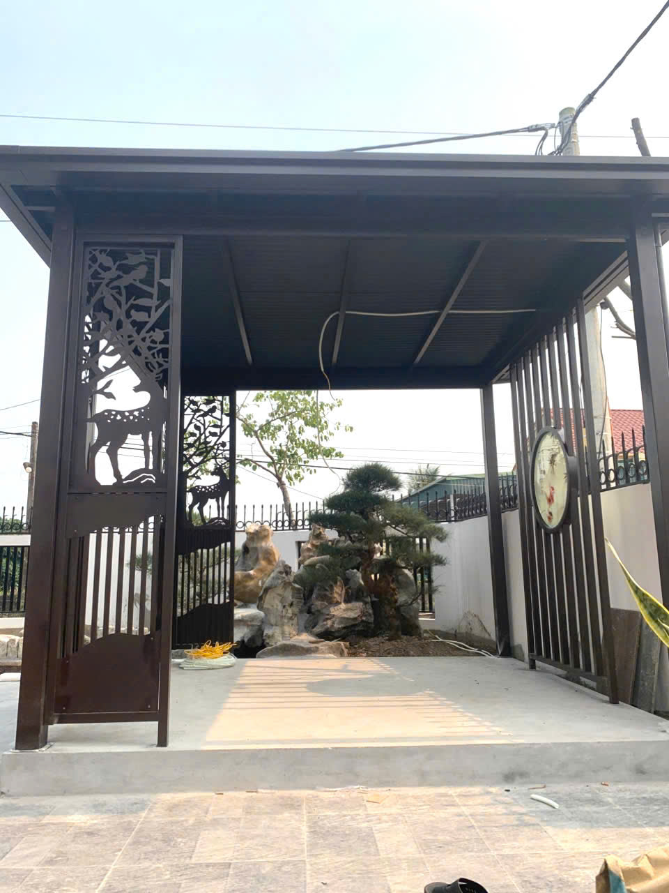 Hoàn thiện lắp đặt nhà chòi thép sân vườn mái bằng tại Ninh Bình