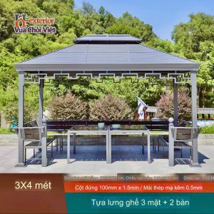 Chòi với nan bàn ghế bằng nhựa ABS màu tối sang trọng, bóng bẩy và nổi bật, độ bền cao