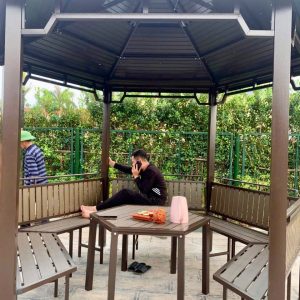 Chòi gồm 5 hàng ghế đủ chỗ cho 10 người sử dụng cùng lúc