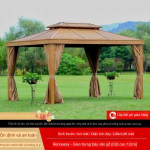 Chòi sân vườn hợp kim nhôm sơn màu gỗ