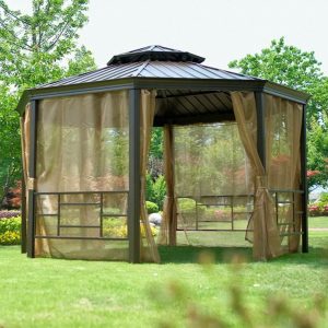 Chòi sân vườn bát giác khung nhôm mái kẽm