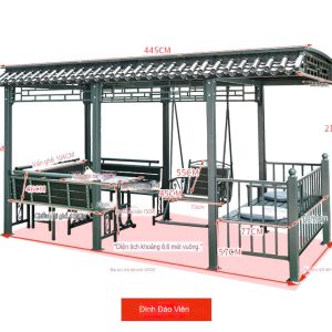Kích thước chòi sân vườn kèm xích đu