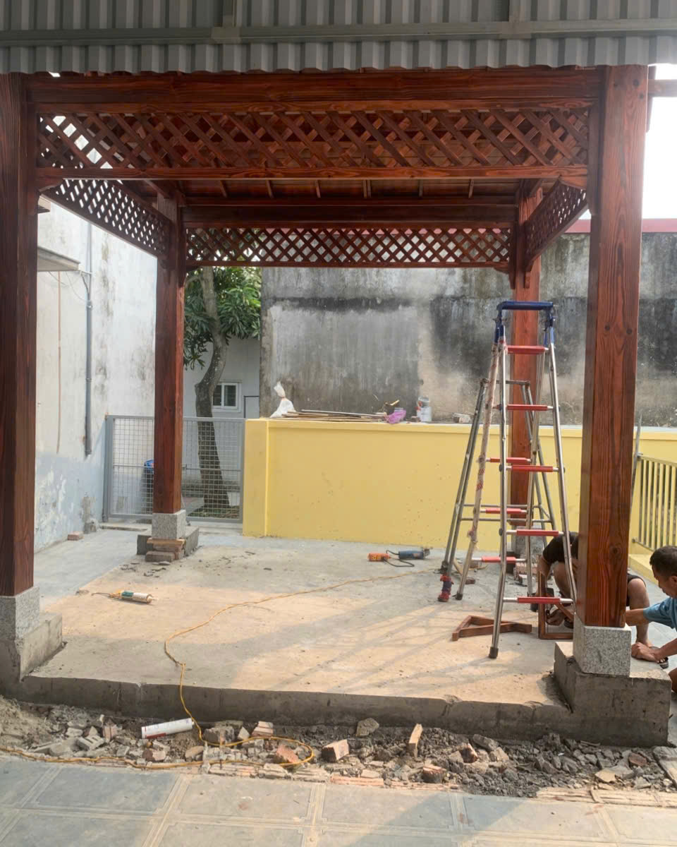 Thi công nhà chòi gỗ hình chữ nhật hai mái tại Hải Phòng
