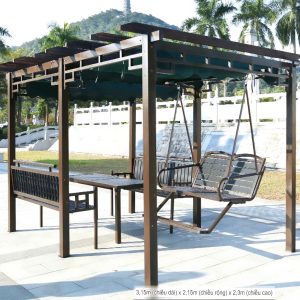 Nhà chòi sân vườn kèm xích đu mái bằng