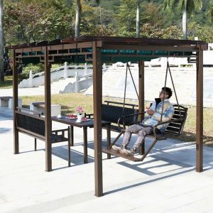 Nhà chòi sân vườn kèm xích đu mái bằng